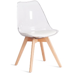 Изображение товара Стул TETCHAIR TULIP (mod. 73-1) / 1 шт. в упаковке дерево/пластик/экокожа, 47,5x55x80 см, Прозрачный (Transparent)