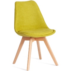Изображение товара Стул TETCHAIR TULIP SOFT из дерева и пластика с обивкой вельвет светло-зеленый