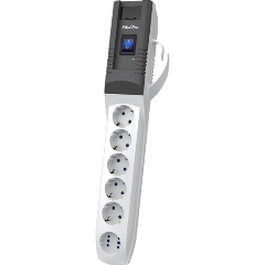 Изображение товара ZIS Сетевой фильтр Pilot PRO USB 1.8м 6 розеток серый с защитой детей