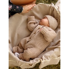 Изображение товара Комбинезон с шапочкой AMAROBABY Pure Love Tot AB-OD22-PLT501/03-80 детский, цвет бежевый, размер 80