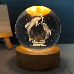 Изображение товара 3D-светильник АМУЛЕТИКА WS008-06 хрустальный шар с дельфинами на подставке