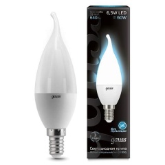 Изображение товара Светодиодная лампа Gauss LED Candle tailed E14 6.5W 4100K (упаковка 10 шт)