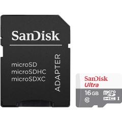 Карта памяти Sandisk Ultra microSDHC 16Gb Class 10 UHS-I (80/10 MB/s) + ADP, SDSQUNB-016G-GN3MA