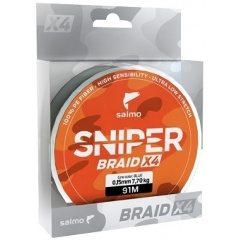 Изображение товара Плетеный шнур Salmo Sniper BRAID Army Green 091 91м 0.23мм 11.34кг
