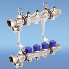 Изображение товара Коллекторная группа ELSEN из нержавеющей стали 1" с вентилями, 2 контура 3/4"