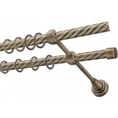 Изображение товара Металлический двухрядный карниз DDA диаметр 16мм золото антик 180 см