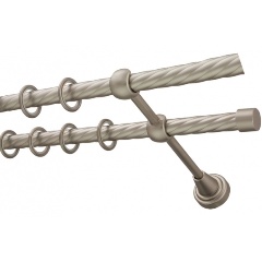 Изображение товара Карниз металлический двухрядный DDA диаметр 16мм, витая штанга, сатин, составной, 320 см (60958DDA)