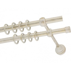 Изображение товара Металлический двухрядный карниз DDA диаметр 16мм белое золото 300см