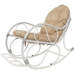 Изображение товара Кресло-качалка Элит разборное белое с подушкой Лен