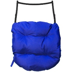 Изображение товара Подставка для ног на кресло подвесное, с ротангом черное, синяя подушка