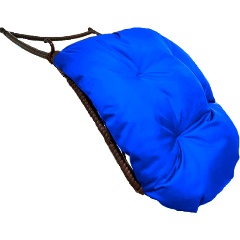 Изображение товара Подставка для ног на кресло подвесное, с ротангом коричневое, синяя подушка