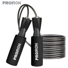 Изображение товара Скакалка PROIRON спортивная, мягкая ручка, черная, СТС034