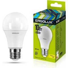 Изображение товара Энергосберегающая светодиодная лампа Ergolux LED-A60-10W-E27-3K теплый свет 3000 К