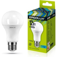 Изображение товара LED лампа Ergolux A60 12W E27 4500K для дома и улицы