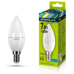 Изображение товара Энергосберегающая светодиодная лампа Ergolux E14 7W 6500K свеча