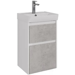 Изображение товара Тумба Lemark COMBI 45 см под 1 раковину, подвесная/напольная, 2 ящика, цвет фасада: Бетон, цвет корп