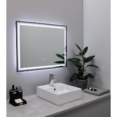 Изображение товара Зеркало с подсветкой прямоугольное 90х70 см черное