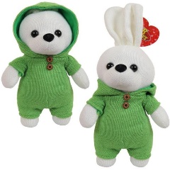 Изображение товара Мягкая игрушка ABTOYS M5149 Зайка вязаный в зеленом костюмчике, 22 см