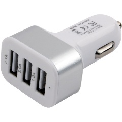 Изображение товара Автомобильное зарядное устройство Cablexpert 12V->5V 3-USB, 2.1/2/1A, белый