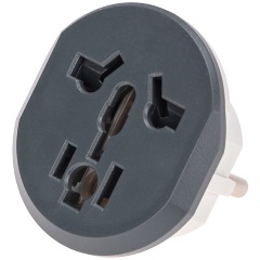 Изображение товара Адаптер универсальный (переходник) REXANT 16А с заземлением, серо-белый