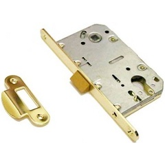 Изображение товара Защелка врезная механическая ADDEN BAU KEY 418 GOLD под цилиндр бесшумная