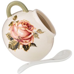 Изображение товара Солонка с ложкой AGNESS Корейская роза 170 мл керамика