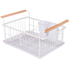 Изображение товара Сушилка для посуды AGNESS с деревянными ручками белая 36х26х16,5 см Уценка