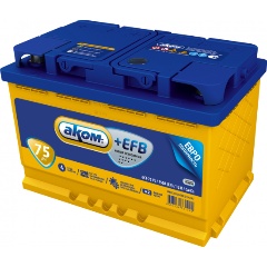Изображение товара Аккумулятор АКОМ +EFB Евро 6СТ-75, 278x175x190, обратная полярность, 75 Ач (Уценка - У2)