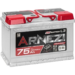 Изображение товара Аккумулятор ARNEZI DIN SMF L3, 278x175x190, обратная полярность, 75 Ач