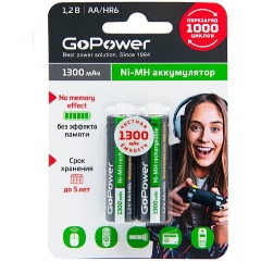 Изображение товара Аккумулятор GoPower HR6 AA BL2 NI-MH 1300mAh