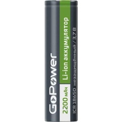 Изображение товара Аккумулятор Li-ion GoPower ICR18650 PC1 3.7V 2200mAh без защиты плос.конт. (00-00024890)