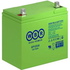 Изображение товара Аккумулятор AGM WBR GP 12550 55 Ач 12 В для долгосрочного энергоснабжения