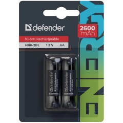 Изображение товара Аккумуляторная батарея Defender HR6-2BL 2600 mAh АА, Ni-MH, блистер, 2 шт.