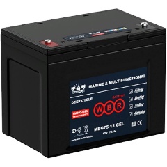 Изображение товара Аккумуляторная батарея WBR MBG75-12 герметизированный GEL 75 Ач 12 В для ИБП лодок