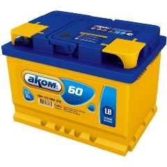 Изображение товара Аккумулятор AKOM 6СТ-60 LB Евро, 242x175x175, обратная полярность, 60 Ач