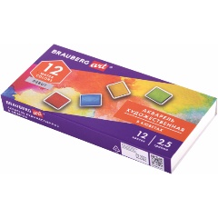 Изображение товара Акварель художественная в кюветах НАБОР 12 цветов по 2,5 г, BRAUBERG ART DEBUT, 191776