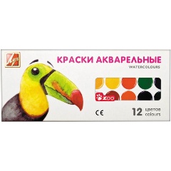 Изображение товара Акварель Луч ZOO 12 цветов без кисти, школьный набор для творчества