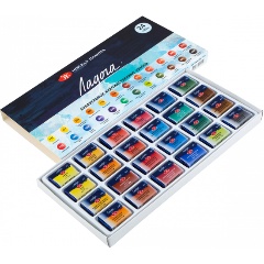 Изображение товара Акварель ЗХК Ладога художественная 24 цвета, кюветы