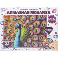 Изображение товара Алмазная мозаика МУЛЬТИ АРТ павлин 30х40 см набор для творчества детей
