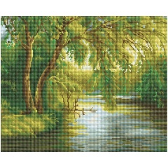 Изображение товара Алмазная мозаика ТРИ СОВЫ Плачущая ива, 40*50 см