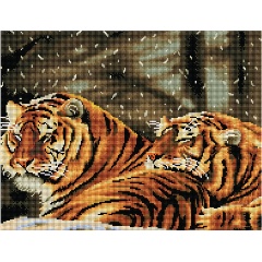 Изображение товара Алмазная мозаика ТРИ СОВЫ Тигриная любовь 40х50 см - кварцевое рукоделие для творчества
