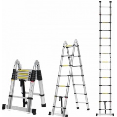 Изображение товара Лестница Алюмет телескопическая двухсторонняя с шарниром (2.2+2.2 м)