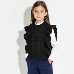 Изображение товара Жилет Amarobaby Pure Love School Vogue вязаный для девочек черный размер 122