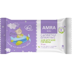 Изображение товара Салфетки влажные для детской гигиены AMRA освежающие, 15 шт