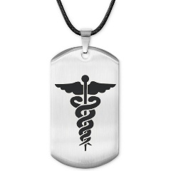 Изображение товара Жетон АМУЛЕТИКА ACZ-245 Кадуцей из нержавеющей стали, лазерная гравировка