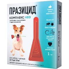 Изображение товара Капли на холку APICENNA ПРАЗИЦИД-КОМПЛЕКС НЕО для собак от 5 до 10 кг 1 мл