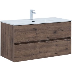 Изображение товара Тумба под раковину AQUANET Алвита new 100 дуб веллингтон табак 2 ящика