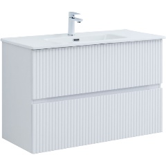 Изображение товара Тумба под раковину AQUANET Джейн 100 белый матовый современная мебель для ванной