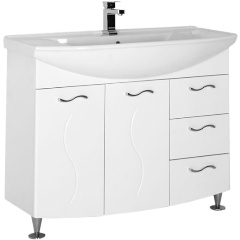 Изображение товара Современная белая тумба под раковину AQUANET Моника 105 с ящиками и дверцами