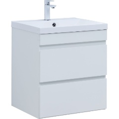 Изображение товара Тумба под раковину AQUANET Нота new 58 белый глянец подвесная (335417)